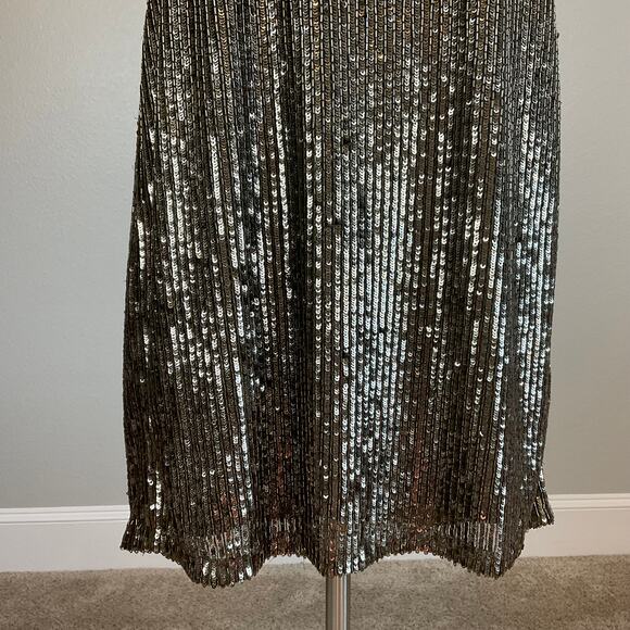 Ralph Lauren Sequined Mini Shift Cocktail Dress Size 16 Bronzed Green Sleeveless - Picture 9 of 14